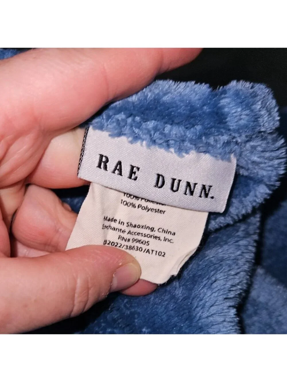 Rae Dunn Hello World Fleece Baby Blanket Blue White 28x40